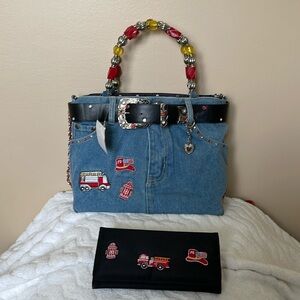 NEW! ABJ Jeans Denim Belted Style Purse and Matching Wallet…